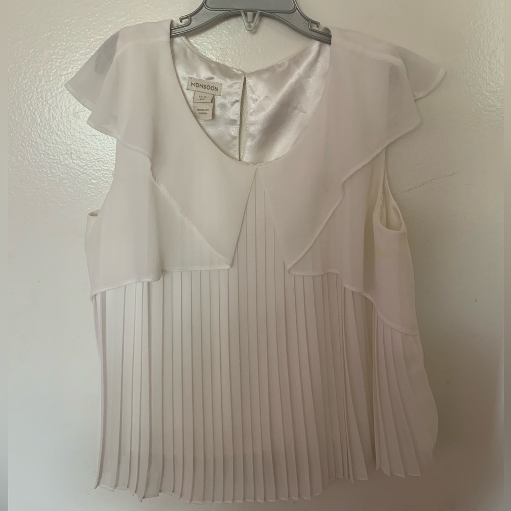 Monsoon Girls pleated chiffon white top age 12-13 years